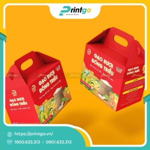 In hộp sóng quai xách đựng gạo rươi Đông Triều